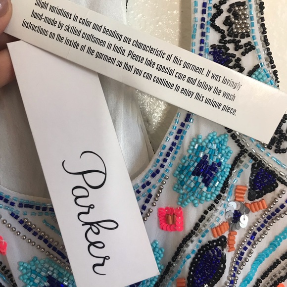 Parker Beaded Multicolor White Mini Cocktail Dress - New With Tags NWT $396 - Picture 6 of 16